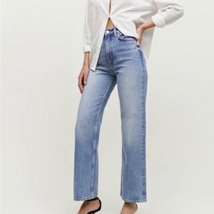 Reformation Wilder High Rise Wide Leg Cropped Jeans Dillon Wash